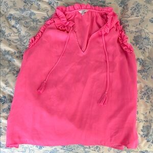 Crown & Ivy Pink Ruffle Blouse